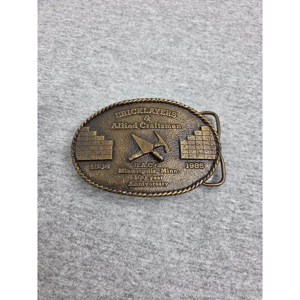 Bricklayers Craftsmen Union 100 Year Brass Belt Buckle Minneapolis
